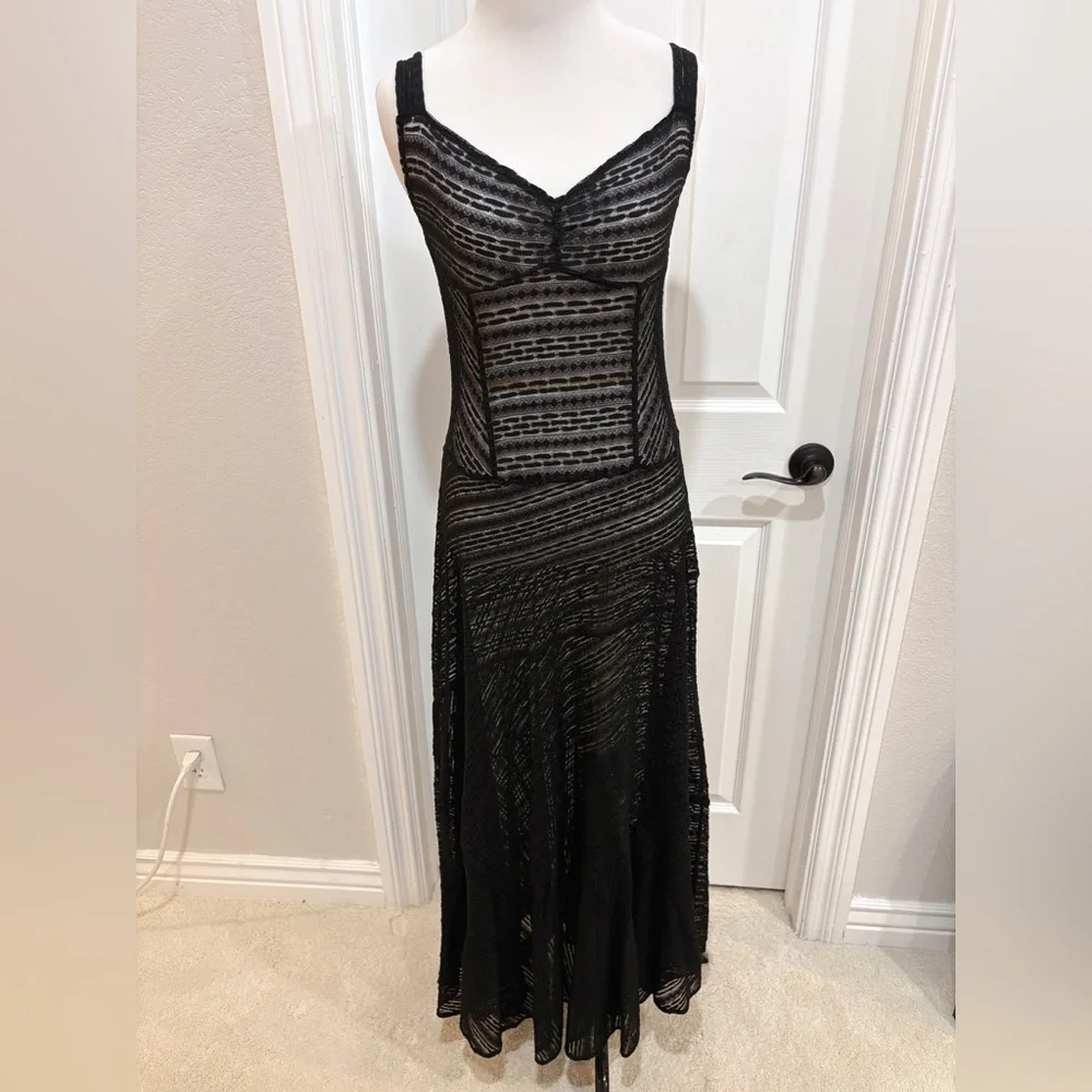 Free People Black Love Story Lace Maxi Slip Dress with Texture Small - Picture 2 of 8